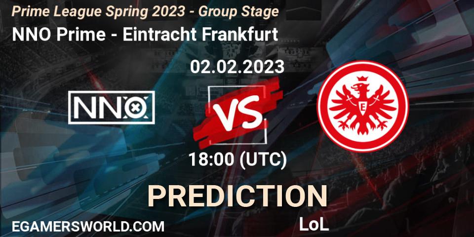 Prognoza NNO Prime - Eintracht Frankfurt. 02.02.2023 at 20:00, LoL, Prime League Spring 2023 - Group Stage
