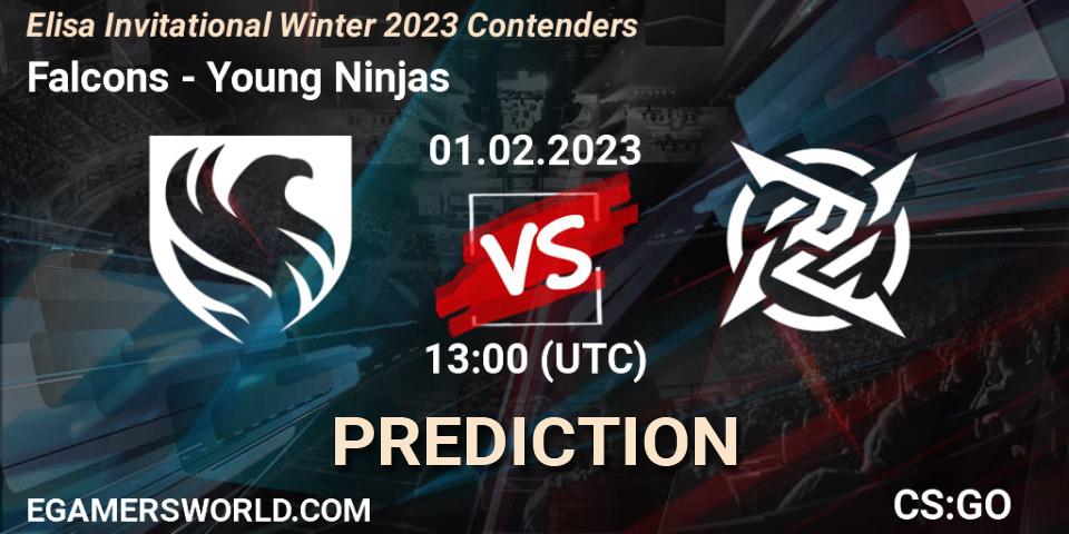 Prognoza Falcons - Young Ninjas. 01.02.23, CS2 (CS:GO), Elisa Invitational Winter 2023 Contenders