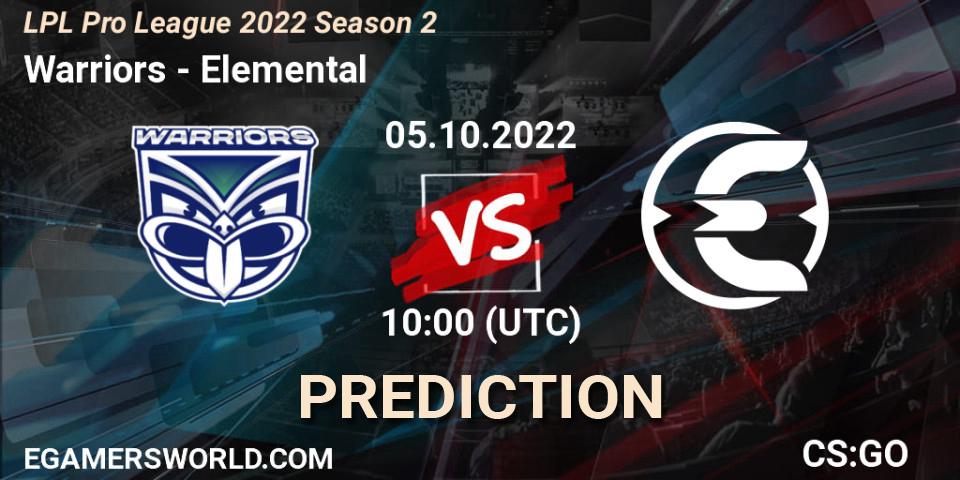 Prognoza Warriors - Elemental. 05.10.2022 at 10:20, Counter-Strike (CS2), LPL Pro League 2022 Season 2