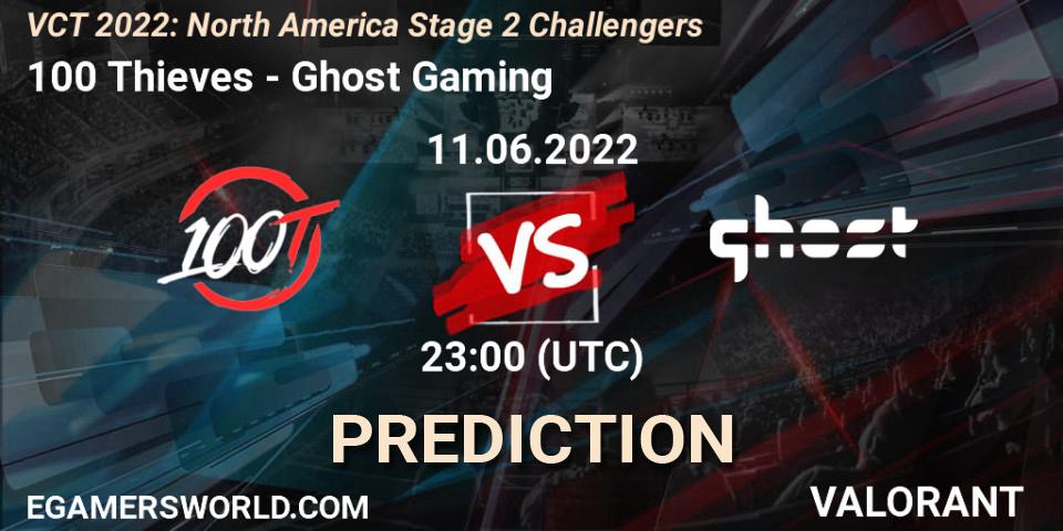 Prognoza 100 Thieves - Ghost Gaming. 11.06.2022 at 23:45, VALORANT, VCT 2022: North America Stage 2 Challengers
