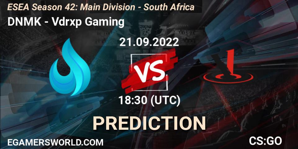 Prognoza DNMK - Vdrxp Gaming. 22.09.22, CS2 (CS:GO), ESEA Season 42: Main Division - South Africa