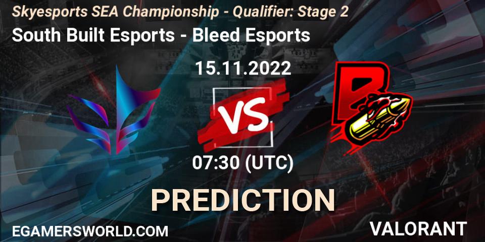 Prognoza South Built Esports - Bleed Esports. 15.11.2022 at 07:30, VALORANT, Skyesports SEA Championship - Qualifier: Stage 2