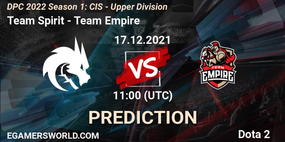 Prognoza Team Spirit - Team Empire. 17.12.21, Dota 2, DPC 2022 Season 1: CIS - Upper Division