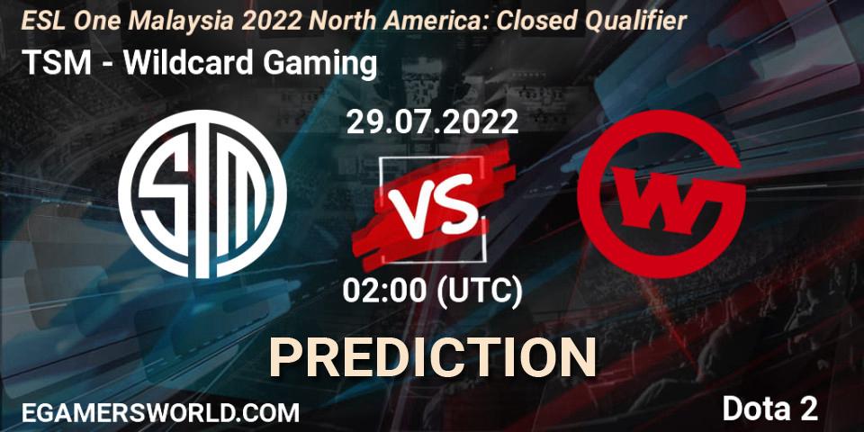 Prognoza TSM - Wildcard Gaming. 29.07.22, Dota 2, ESL One Malaysia 2022 North America: Closed Qualifier