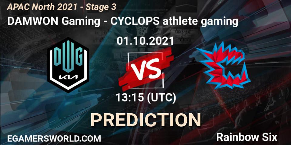 Prognoza DAMWON Gaming - CYCLOPS athlete gaming. 01.10.2021 at 13:15, Rainbow Six, APAC North 2021 - Stage 3