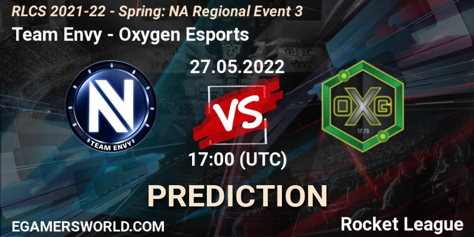 Prognoza Team Envy - Oxygen Esports. 27.05.22, Rocket League, RLCS 2021-22 - Spring: NA Regional Event 3