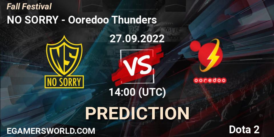 Prognoza NO SORRY - Ooredoo Thunders. 27.09.2022 at 14:08, Dota 2, Fall Festival