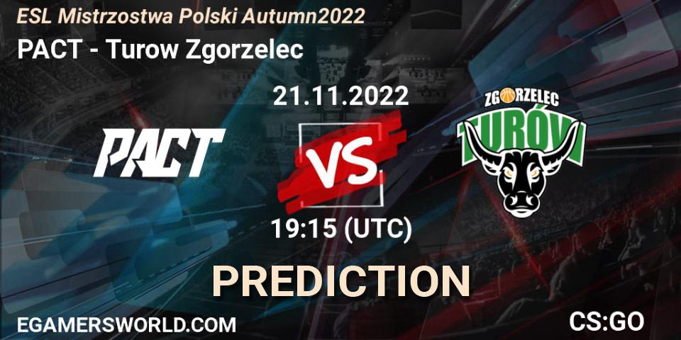 Prognoza PACT - Turow Zgorzelec. 21.11.2022 at 19:15, Counter-Strike (CS2), ESL Mistrzostwa Polski Autumn 2022