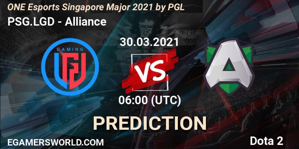 Prognoza PSG.LGD - Alliance. 30.03.2021 at 06:32, Dota 2, ONE Esports Singapore Major 2021