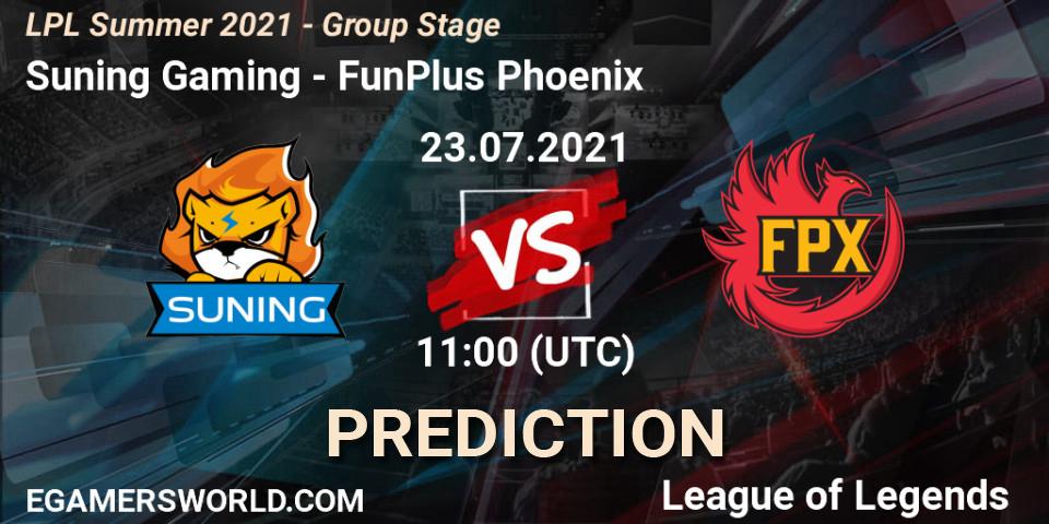 Prognoza Suning Gaming - FunPlus Phoenix. 23.07.2021 at 12:00, LoL, LPL Summer 2021 - Group Stage