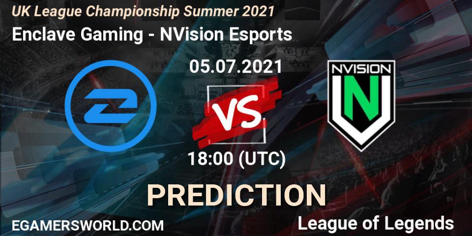 Prognoza Enclave Gaming - NVision Esports. 05.07.2021 at 18:00, LoL, UK League Championship Summer 2021