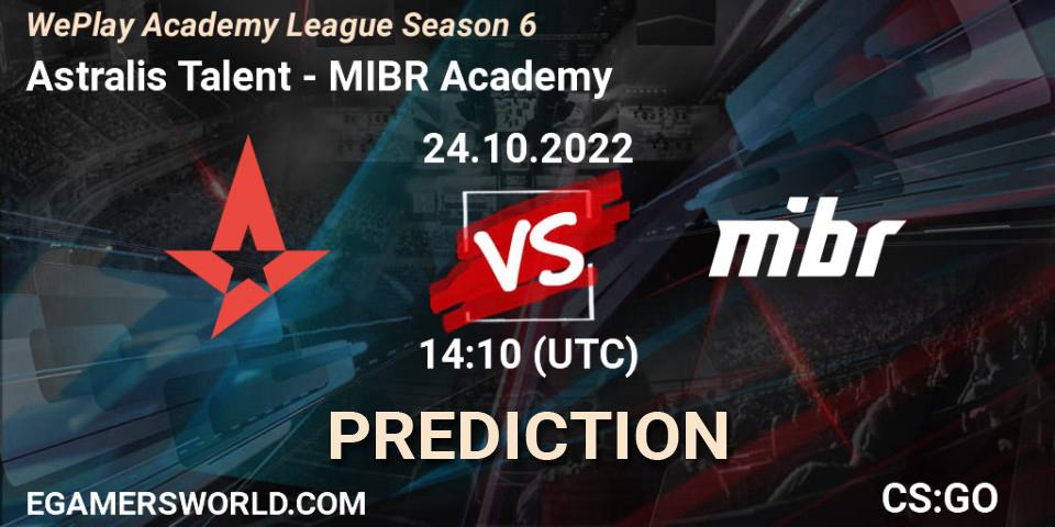 Prognoza Astralis Talent - MIBR Academy. 24.10.2022 at 14:10, Counter-Strike (CS2), WePlay Academy League Season 6