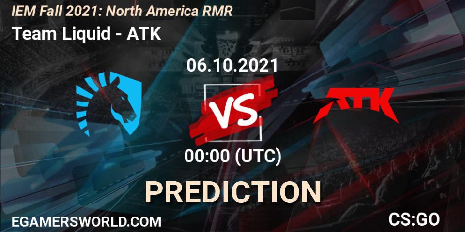 Prognoza Team Liquid - ATK. 06.10.2021 at 00:15, Counter-Strike (CS2), IEM Fall 2021: North America RMR