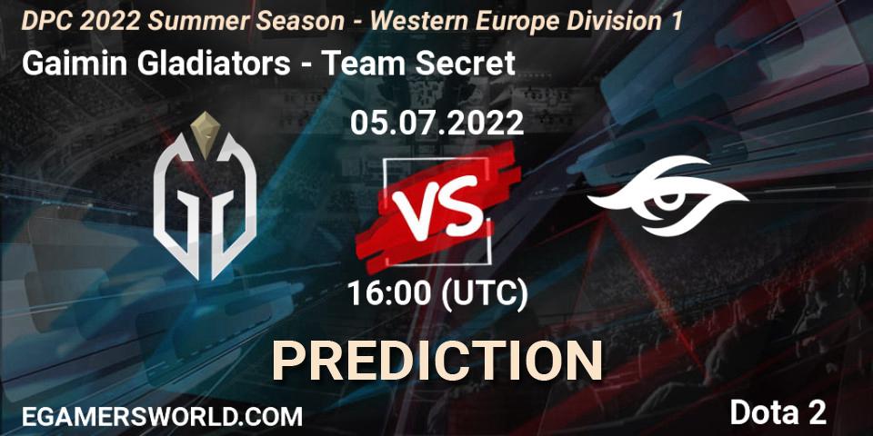 Prognoza Gaimin Gladiators - Team Secret. 05.07.2022 at 15:56, Dota 2, DPC WEU 2021/2022 Tour 3: Division I