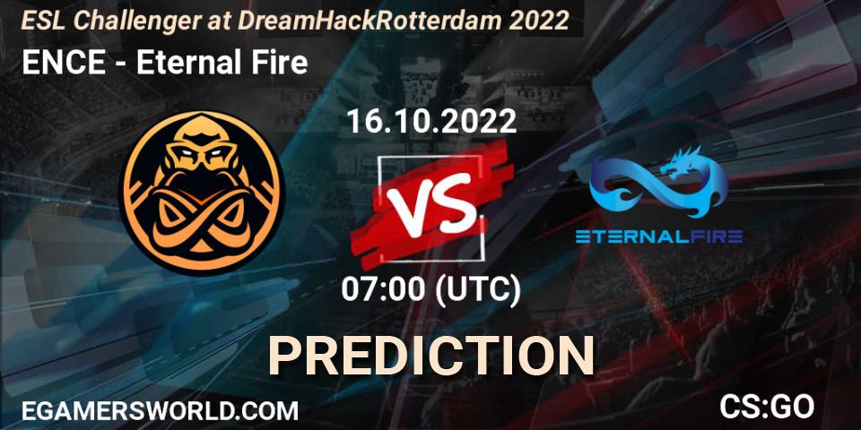 Prognoza ENCE - Eternal Fire. 16.10.2022 at 11:25, Counter-Strike (CS2), ESL Challenger at DreamHack Rotterdam 2022