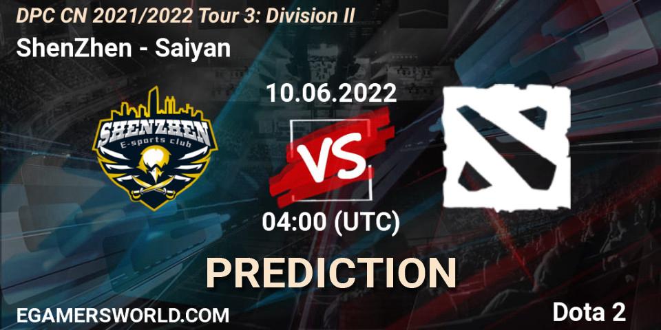 Prognoza ShenZhen - Saiyan. 10.06.22, Dota 2, DPC CN 2021/2022 Tour 3: Division II