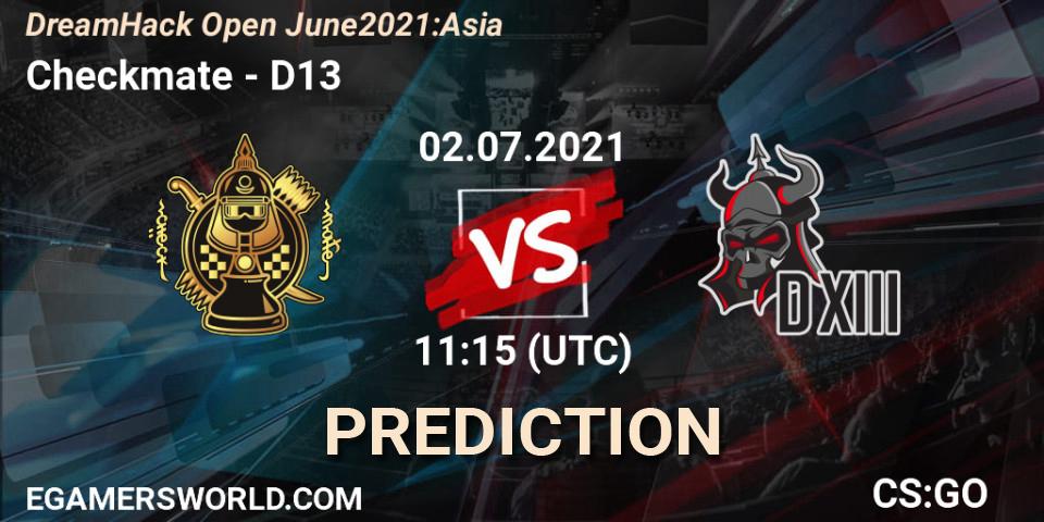 Prognoza Checkmate - D13. 02.07.2021 at 11:15, Counter-Strike (CS2), DreamHack Open June 2021: Asia