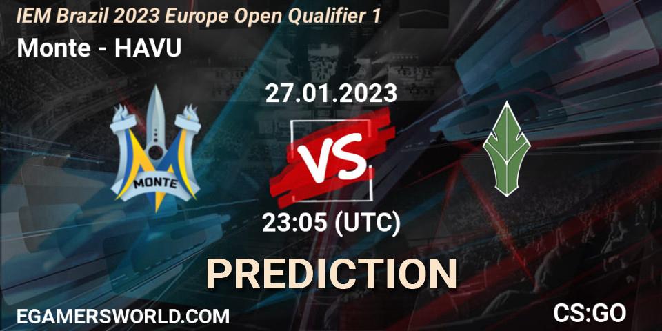 Prognoza Monte - HAVU. 28.01.23, CS2 (CS:GO), IEM Brazil Rio 2023 Europe Open Qualifier 1