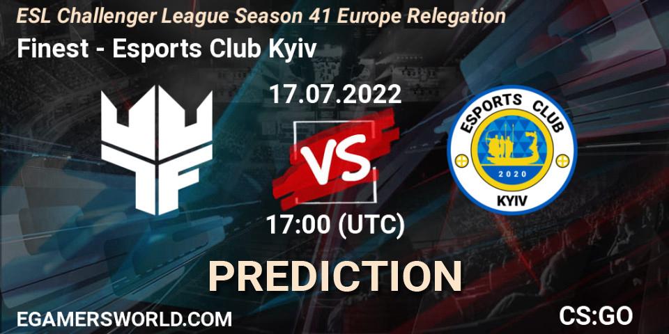 Prognoza Finest - Esports Club Kyiv. 17.07.2022 at 17:00, Counter-Strike (CS2), ESL Challenger League Season 41 Europe Relegation