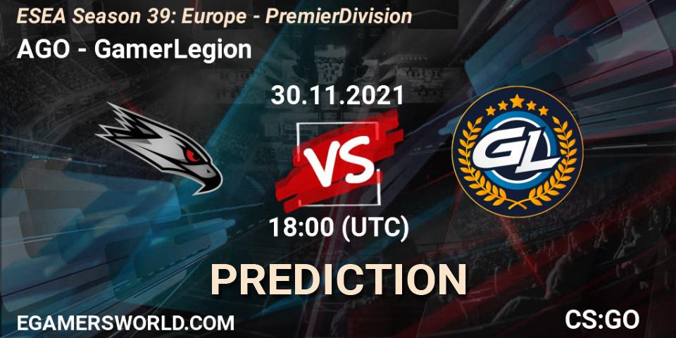 Prognoza AGO - GamerLegion. 06.12.21, CS2 (CS:GO), ESEA Season 39: Europe - Premier Division