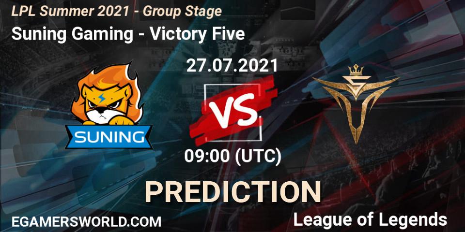 Prognoza Suning Gaming - Victory Five. 27.07.2021 at 09:00, LoL, LPL Summer 2021 - Group Stage