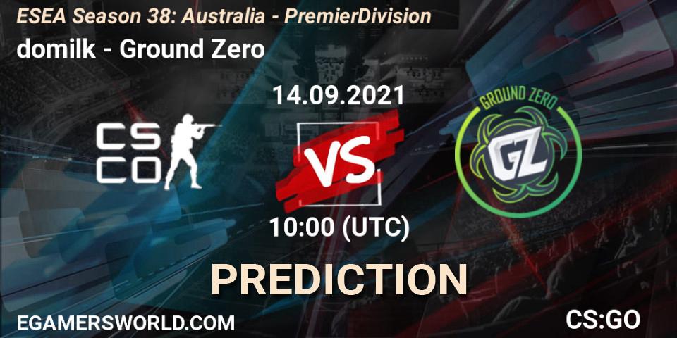 Prognoza domilk - Ground Zero. 14.09.2021 at 10:00, Counter-Strike (CS2), ESEA Season 38: Australia - Premier Division