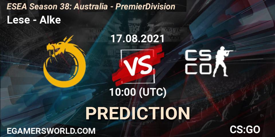 Prognoza Lese - Alke. 17.08.2021 at 10:00, Counter-Strike (CS2), ESEA Season 38: Australia - Premier Division