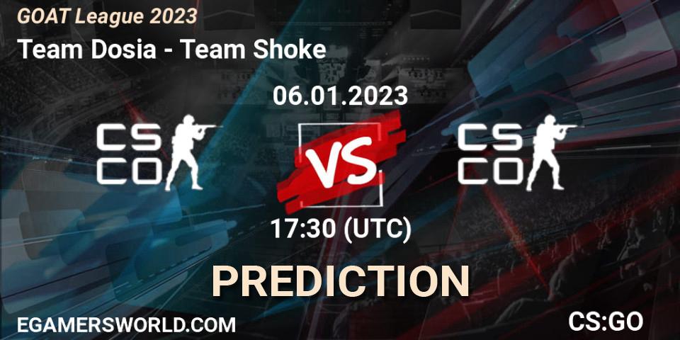 Prognoza Team Dosia - Team Shoke. 06.01.2023 at 17:30, Counter-Strike (CS2), GOAT League 2023