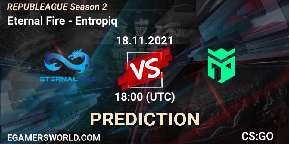Prognoza Eternal Fire - Entropiq. 18.11.2021 at 19:20, Counter-Strike (CS2), REPUBLEAGUE Season 2