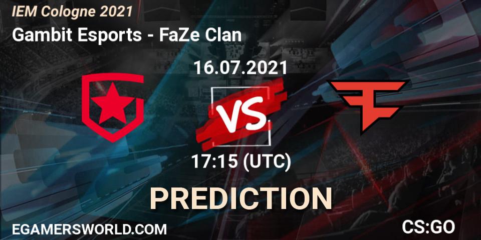 Prognoza Gambit Esports - FaZe Clan. 16.07.21, CS2 (CS:GO), IEM Cologne 2021