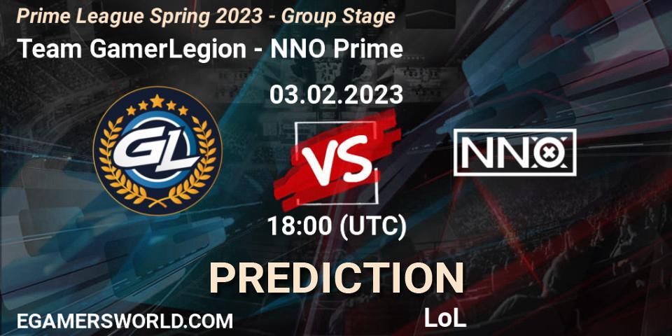 Prognoza Team GamerLegion - NNO Prime. 03.02.2023 at 20:00, LoL, Prime League Spring 2023 - Group Stage