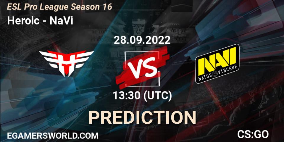 Prognoza Heroic - NaVi. 28.09.2022 at 17:50, Counter-Strike (CS2), ESL Pro League Season 16