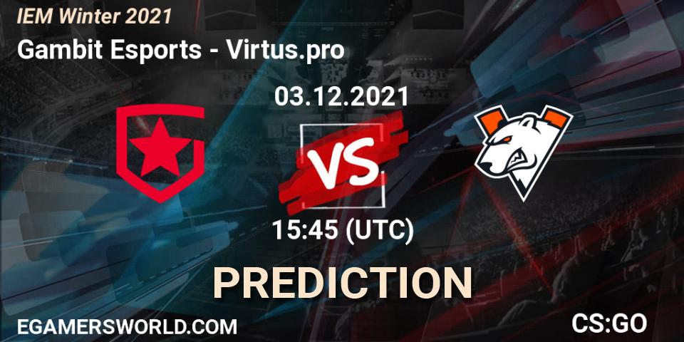 Prognoza Gambit Esports - Virtus.pro. 03.12.21, CS2 (CS:GO), IEM Winter 2021