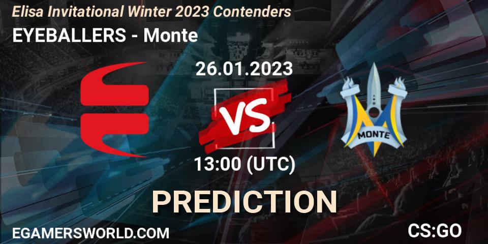 Prognoza EYEBALLERS - Monte. 26.01.2023 at 13:30, Counter-Strike (CS2), Elisa Invitational Winter 2023 Contenders