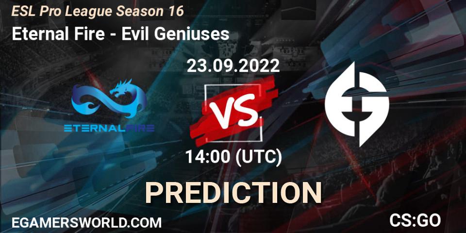 Prognoza Eternal Fire - Evil Geniuses. 23.09.2022 at 14:00, Counter-Strike (CS2), ESL Pro League Season 16