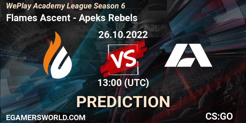 Prognoza Flames Ascent - Apeks Rebels. 26.10.22, CS2 (CS:GO), WePlay Academy League Season 6