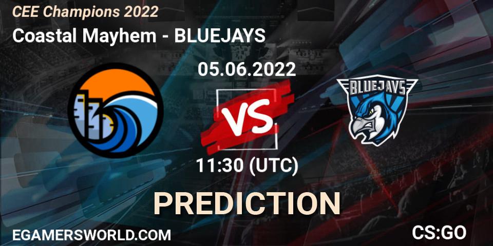 Prognoza Coastal Mayhem - BLUEJAYS. 05.06.2022 at 11:30, Counter-Strike (CS2), CEE Champions 2022