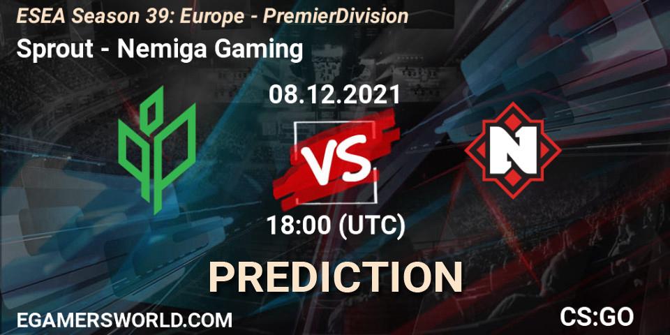 Prognoza Sprout - Nemiga Gaming. 08.12.2021 at 18:00, Counter-Strike (CS2), ESEA Season 39: Europe - Premier Division