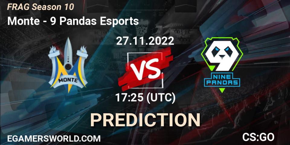 Prognoza Monte - 9 Pandas Esports. 27.11.2022 at 17:20, Counter-Strike (CS2), FRAG Season 10