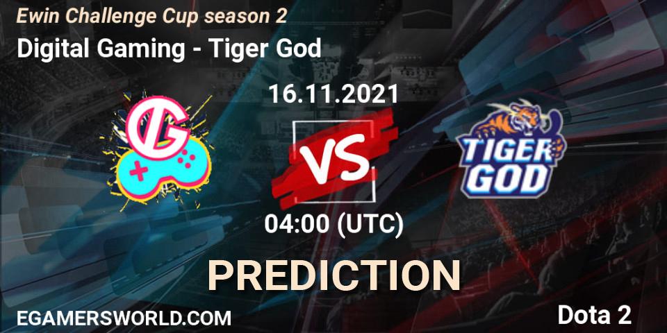 Prognoza Digital Gaming - Tiger God. 16.11.2021 at 04:25, Dota 2, Ewin Challenge Cup season 2