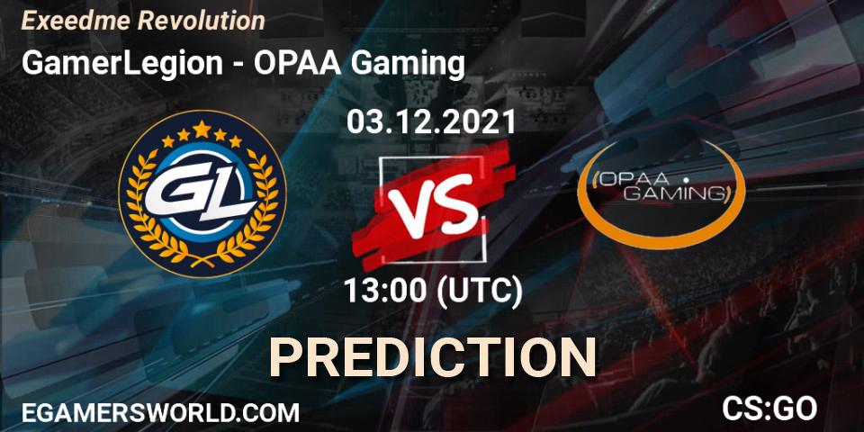 Prognoza GamerLegion - OPAA Gaming. 03.12.2021 at 14:15, Counter-Strike (CS2), Exeedme Revolution