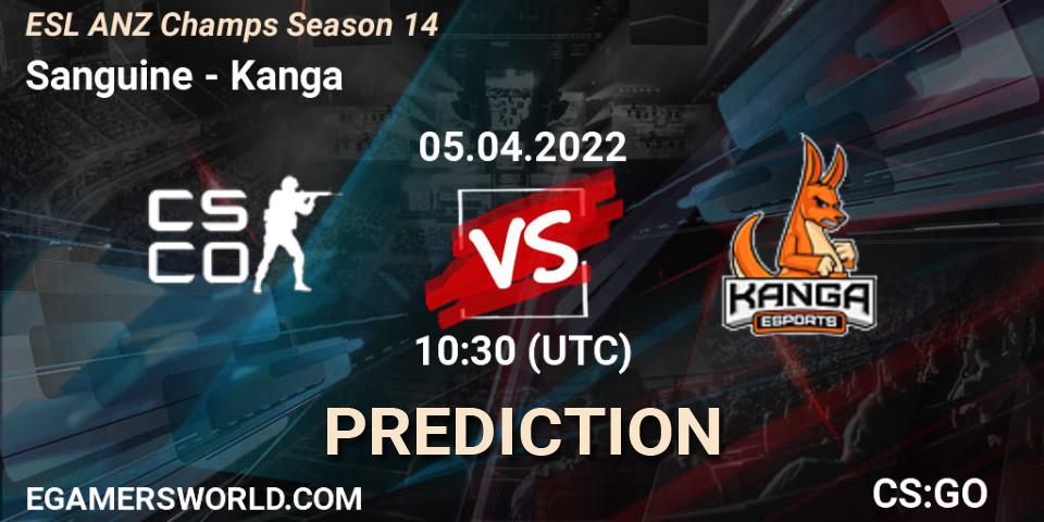 Prognoza Sanguine - Kanga. 05.04.2022 at 10:30, Counter-Strike (CS2), ESL ANZ Champs Season 14