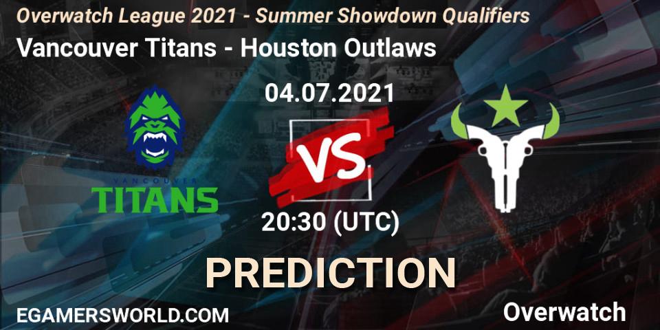 Prognoza Vancouver Titans - Houston Outlaws. 04.07.2021 at 20:30, Overwatch, Overwatch League 2021 - Summer Showdown Qualifiers
