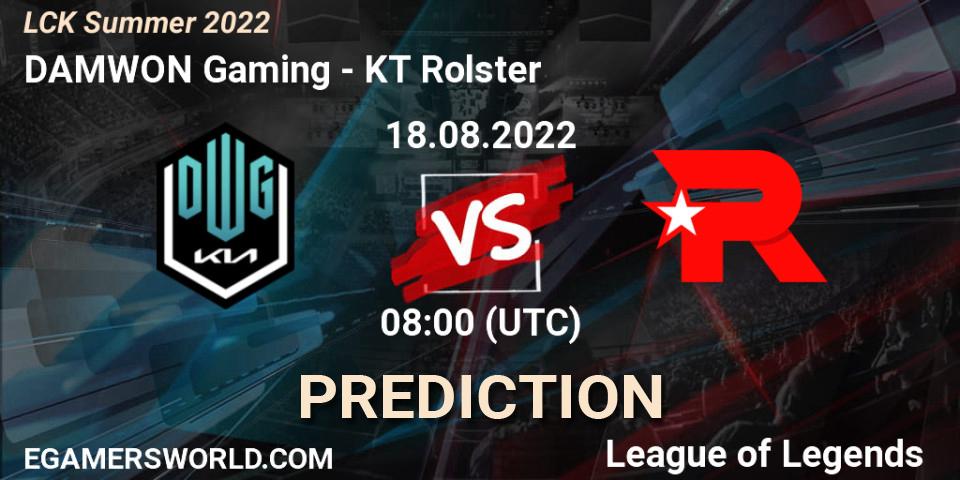 Prognoza DAMWON Gaming - KT Rolster. 18.08.2022 at 08:00, LoL, LCK Summer 2022