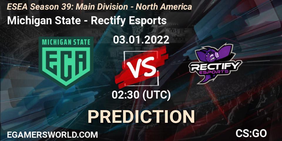 Prognoza Michigan State - Rectify Esports. 04.01.2022 at 01:30, Counter-Strike (CS2), ESEA Season 39: Main Division - North America