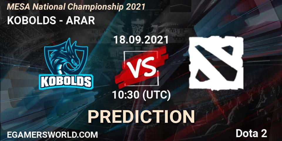 Prognoza KOBOLDS - ARAR. 18.09.2021 at 10:30, Dota 2, MESA National Championship 2021