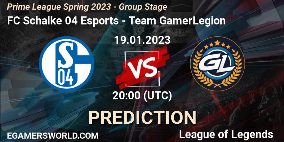 Prognoza FC Schalke 04 Esports - Team GamerLegion. 19.01.23, LoL, Prime League Spring 2023 - Group Stage