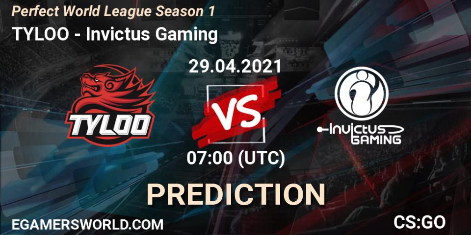 Prognoza TYLOO - Invictus Gaming. 29.04.2021 at 07:00, Counter-Strike (CS2), Perfect World League Season 1
