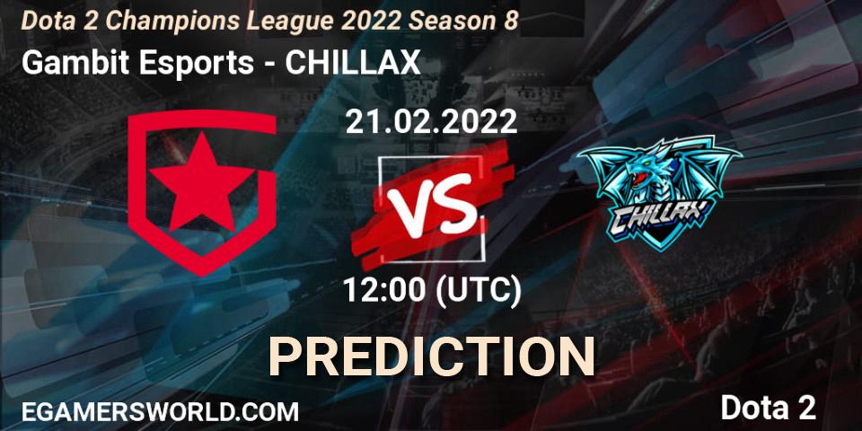 Prognoza Gambit Esports - CHILLAX. 21.02.2022 at 11:59, Dota 2, Dota 2 Champions League 2022 Season 8