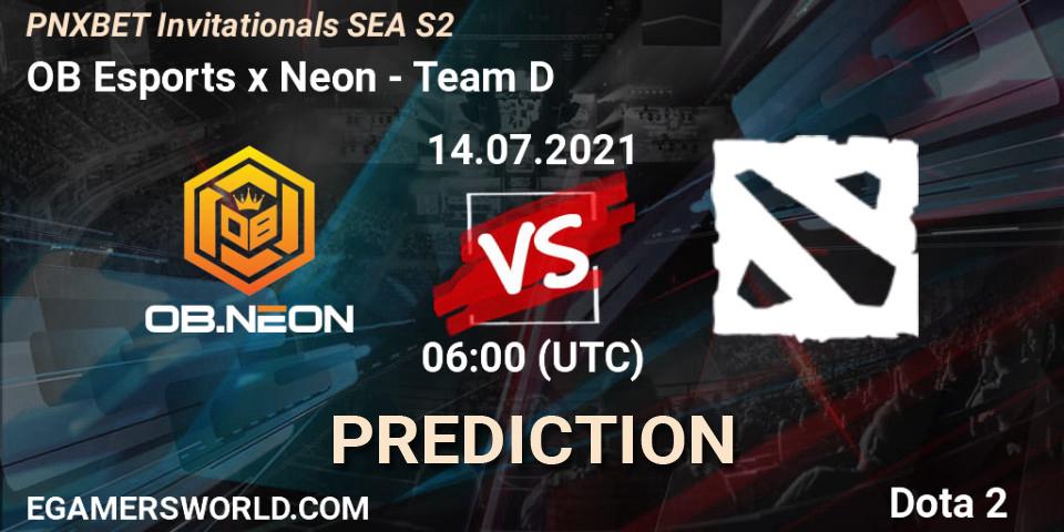 Prognoza OB Esports x Neon - Team D. 14.07.2021 at 06:53, Dota 2, PNXBET Invitationals SEA S2